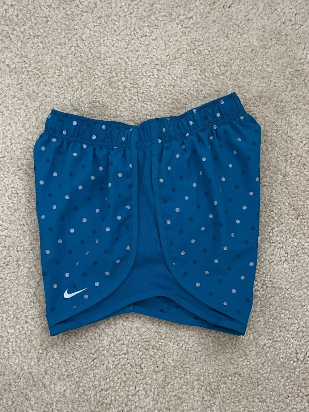 Nike Tempo Athletic Shorts • Size X-Small • Blue/Teal Polka Dots